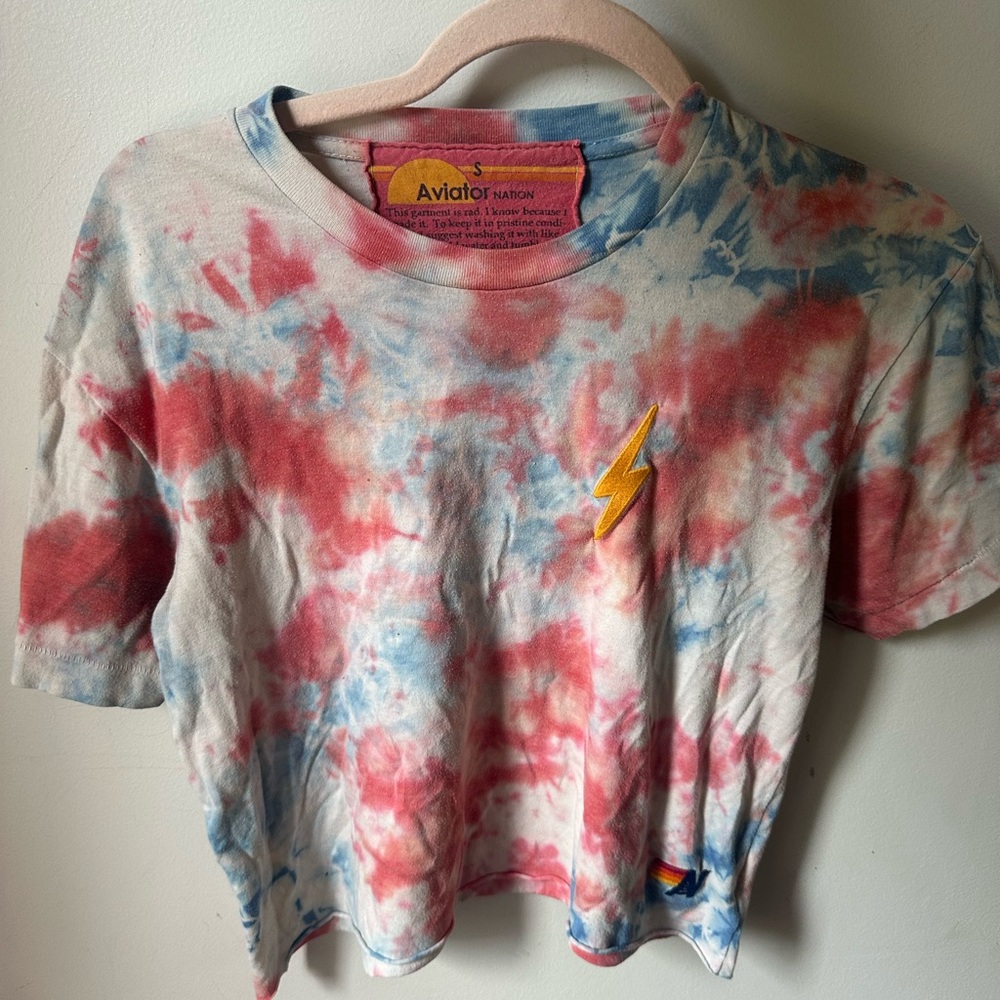 Aviator Nation Red and Blue Short Sleeve Tee